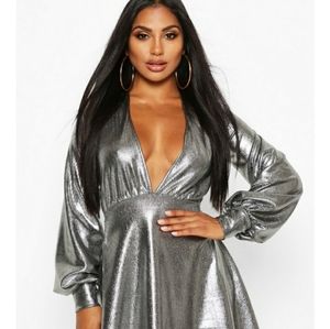Metallic skater dress